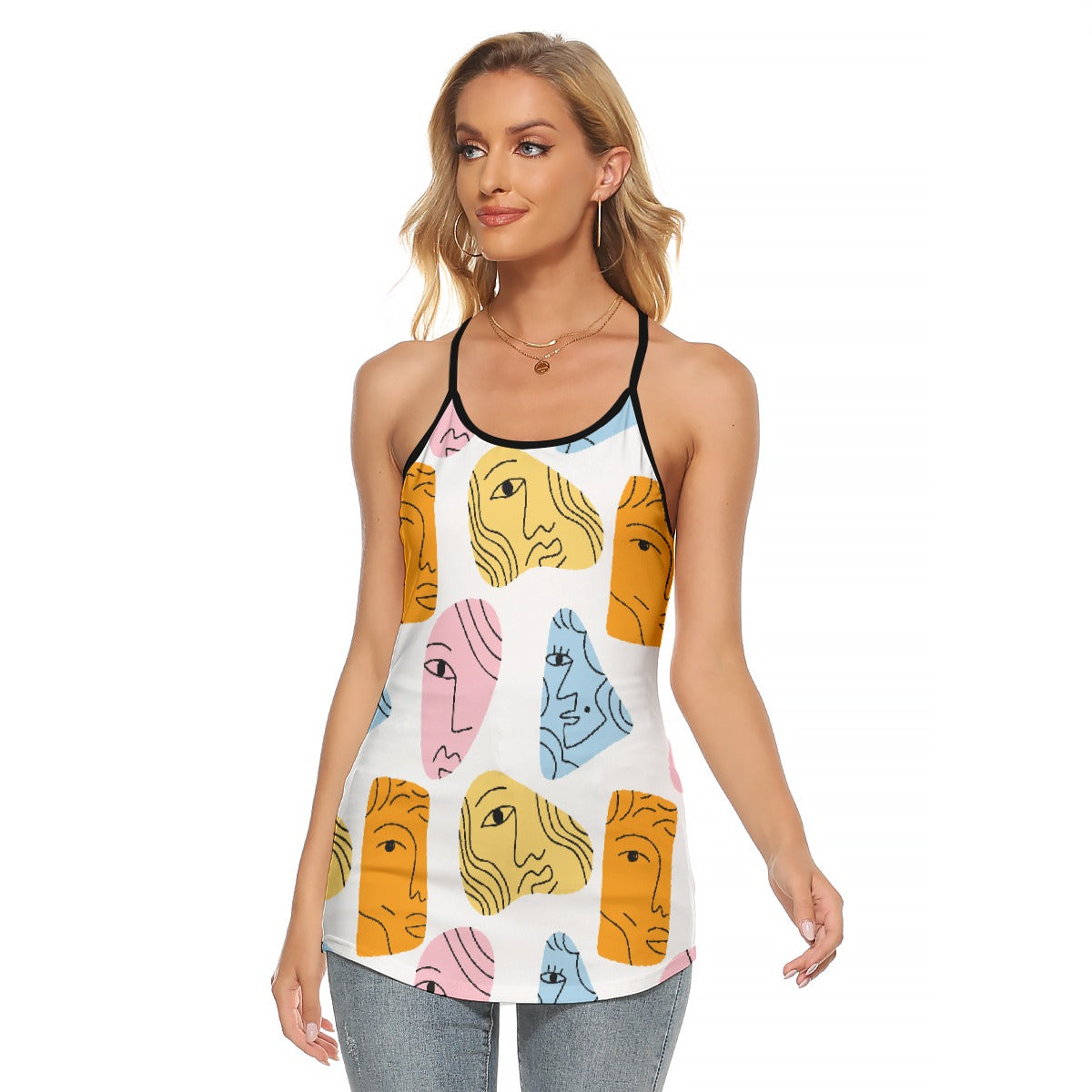 All-Over Print Women's Criss-Cross Open Back Tank Top