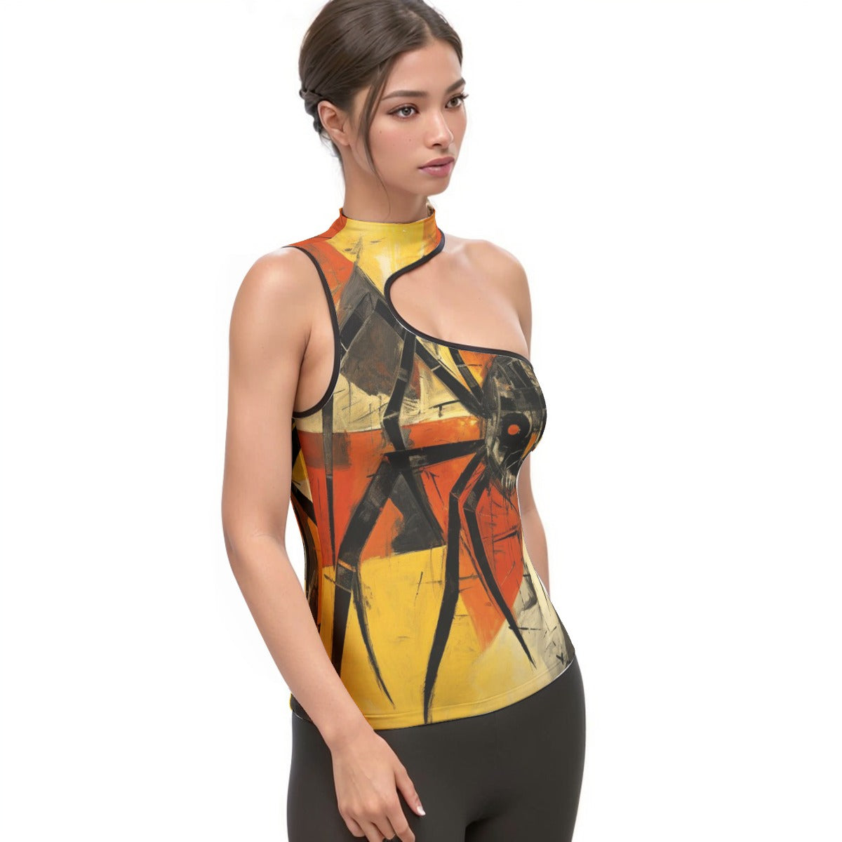 All-Over Print Women's Halter Sleeveless Asymmetrical Tank Top