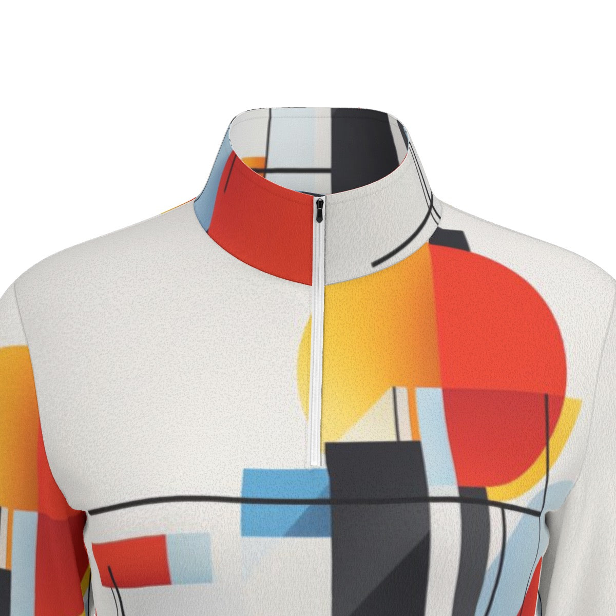 All-Over Print Women's Sports Collar Jersey With Long Sleeve