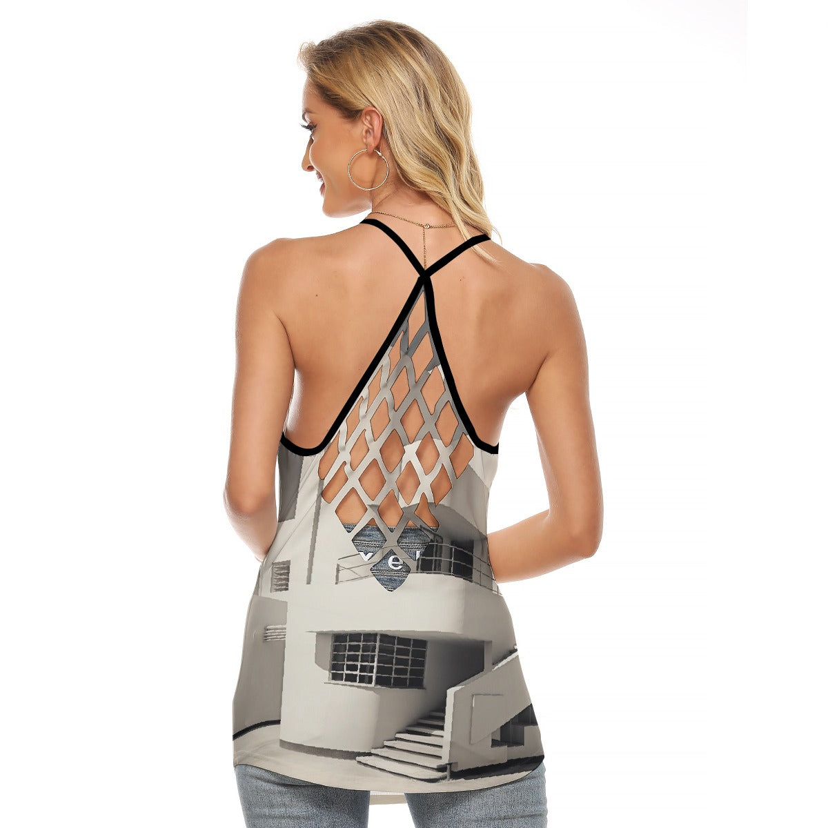 All-Over Print Women's Criss-Cross Open Back Tank Top