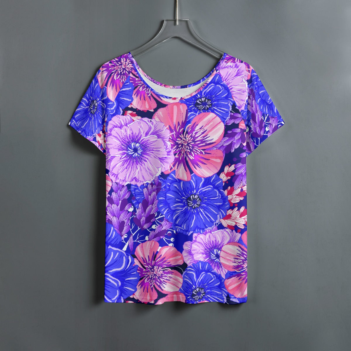 All-Over Print Women's Round Neck T-shirt With Raglan Sleeve