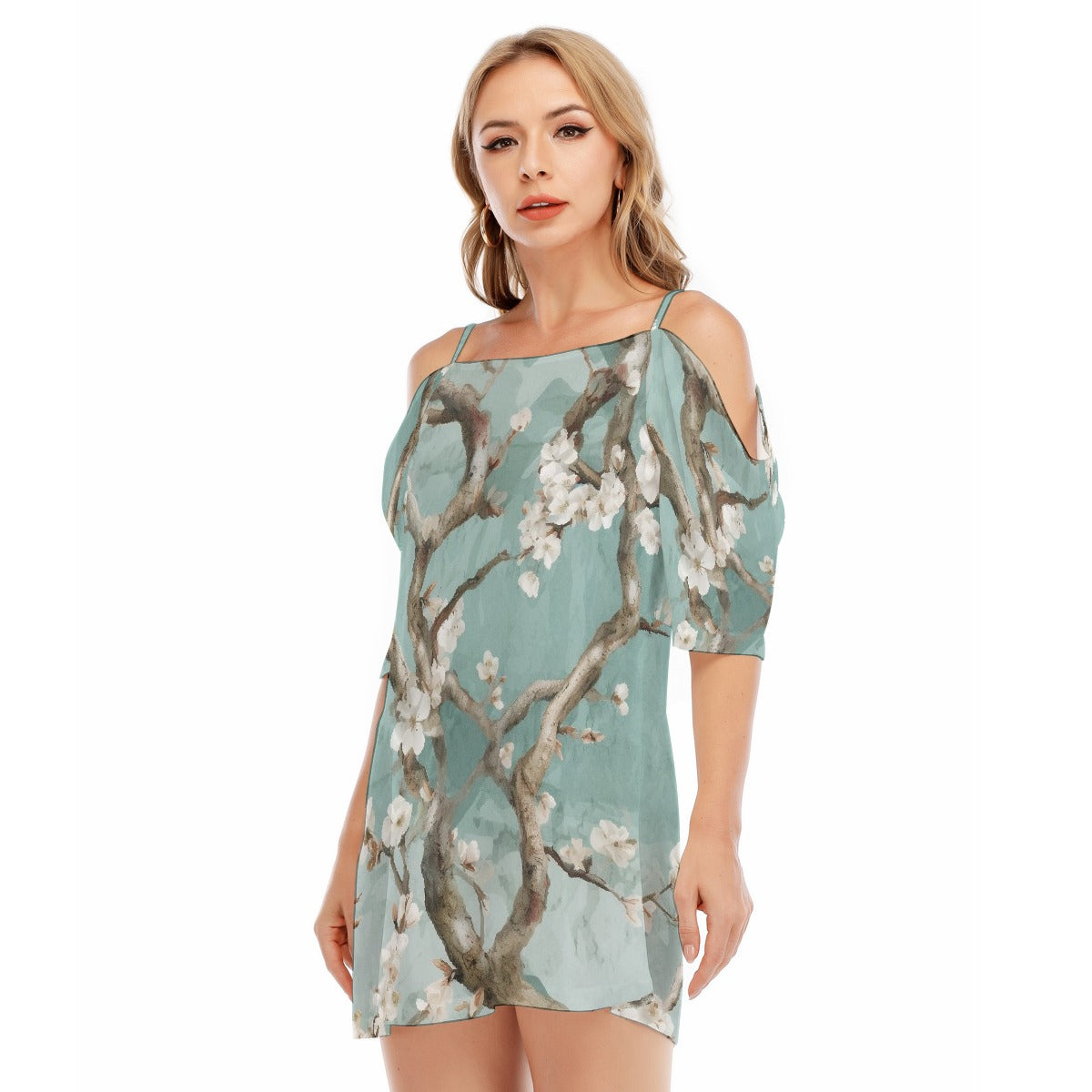 All-Over Print Women's Off-shoulder Cami Dress