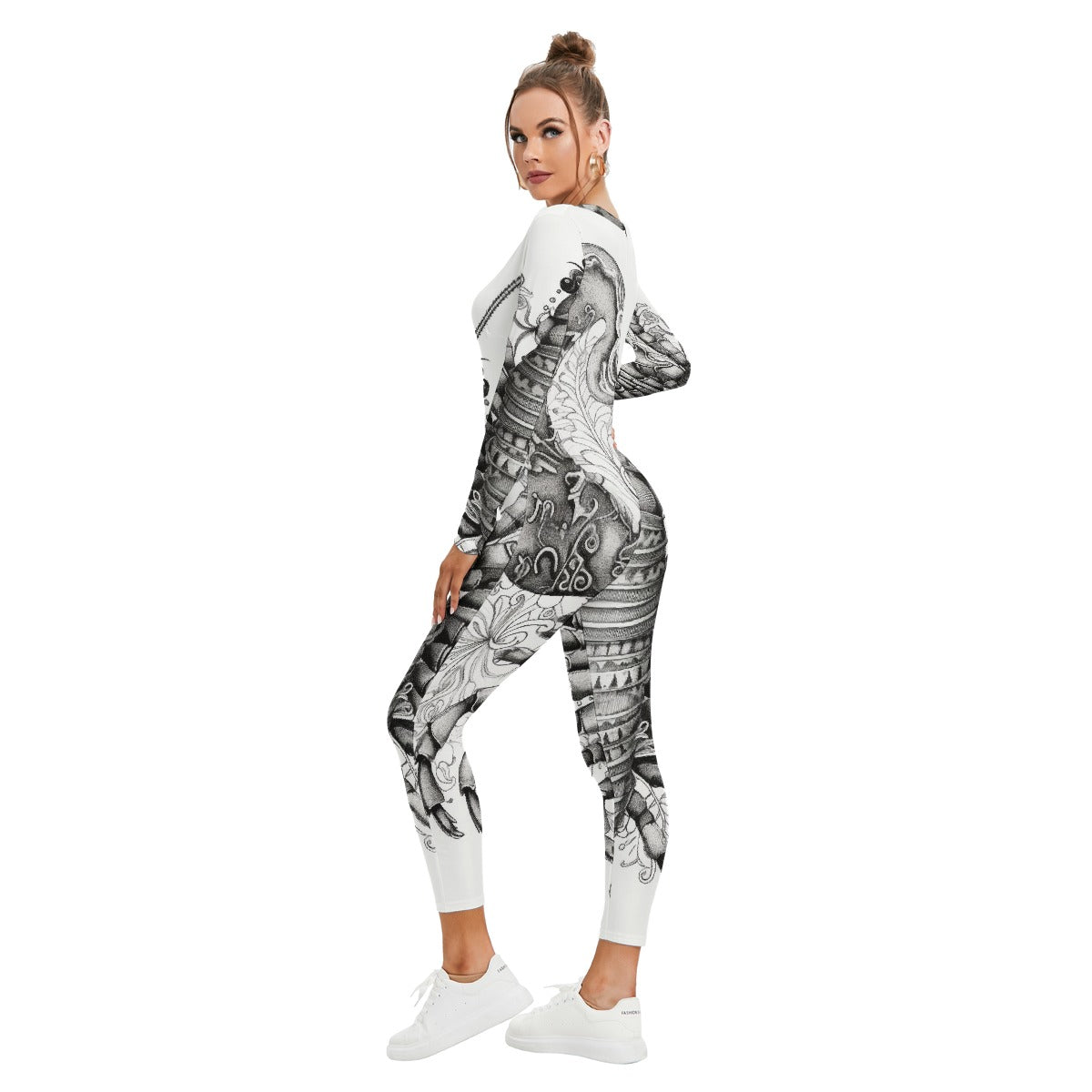 All-Over Print Women's Plunging Neck Jumpsuit