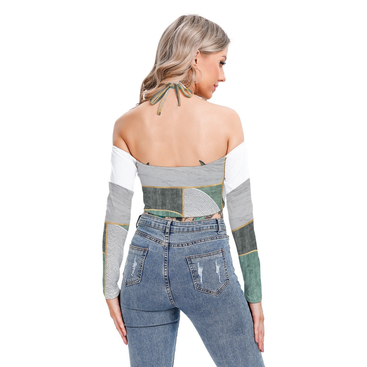 All-Over Print Women's Halter Lace-up Top