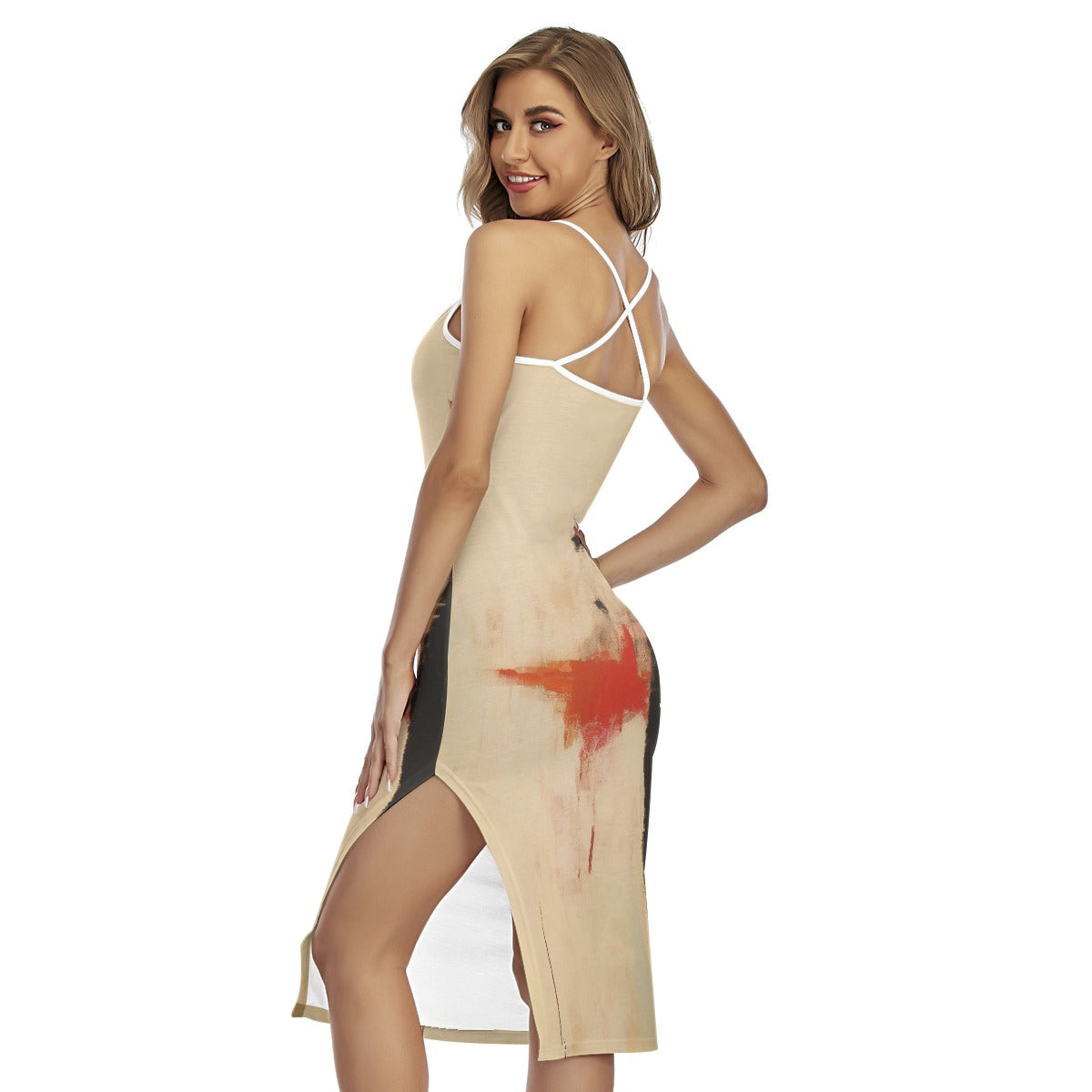 All-Over Print Women's Back Cross Cami Dress