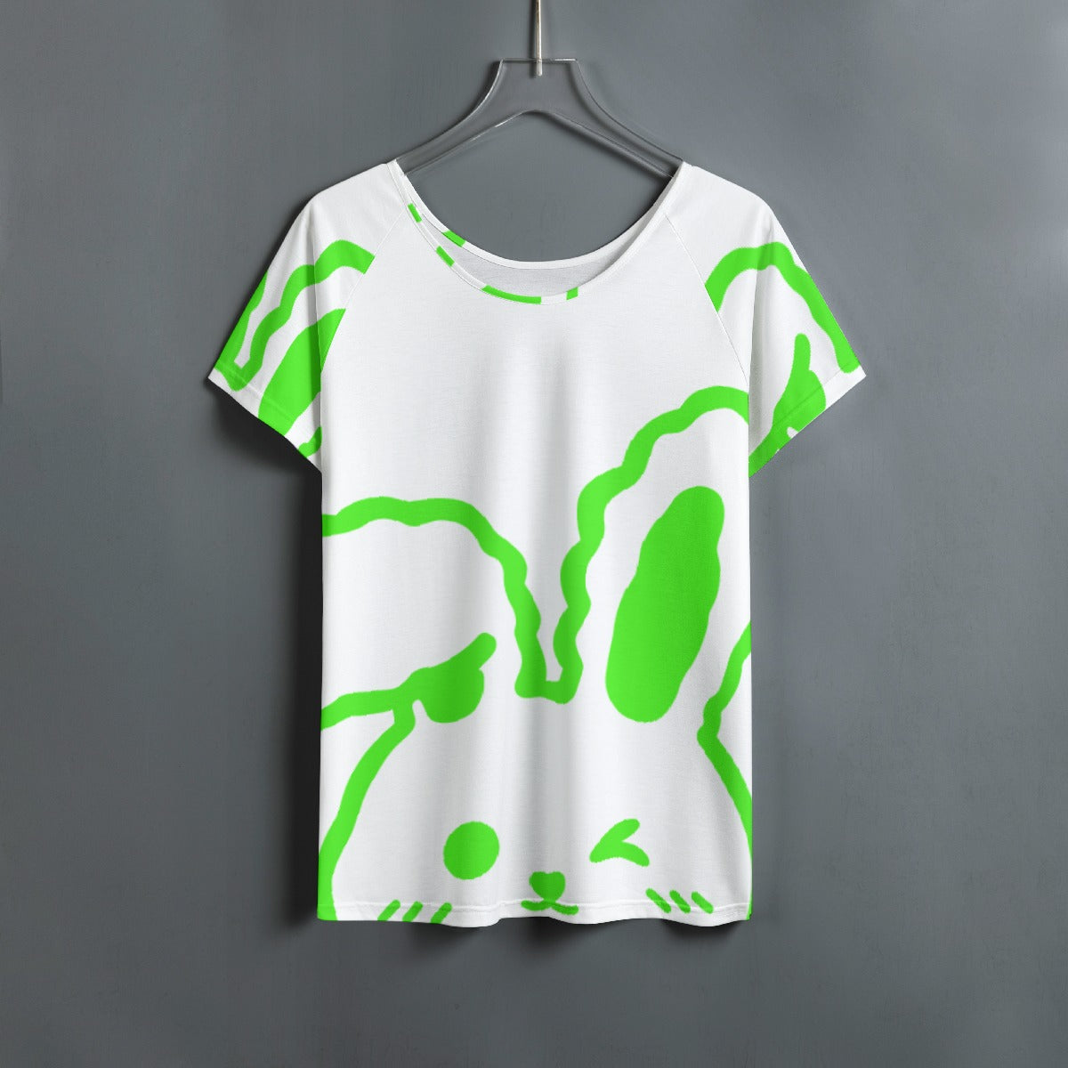 All-Over Print Women's Round Neck T-shirt With Raglan Sleeve
