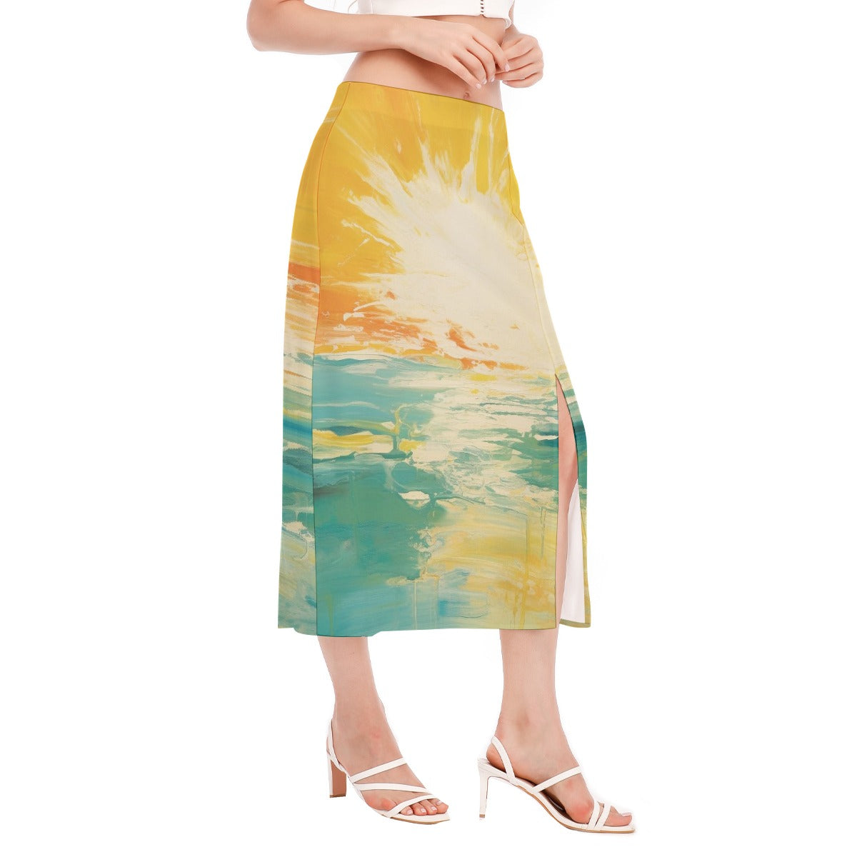 All-Over Print Women's High Slit Long Skirt