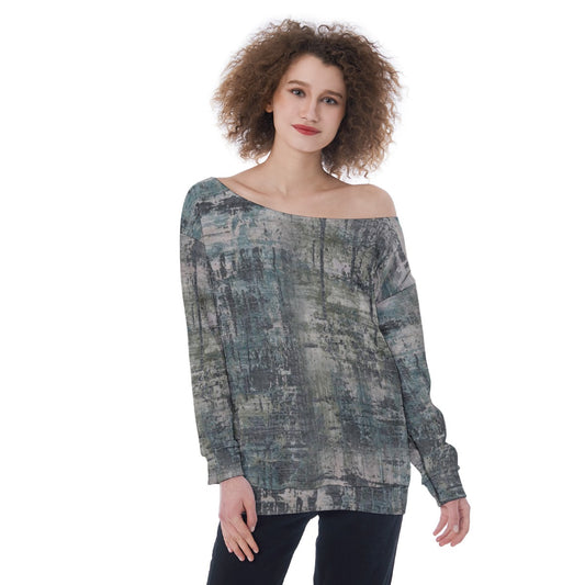 All-Over Print Oversized Women's Off-Shoulder Sweatshirt