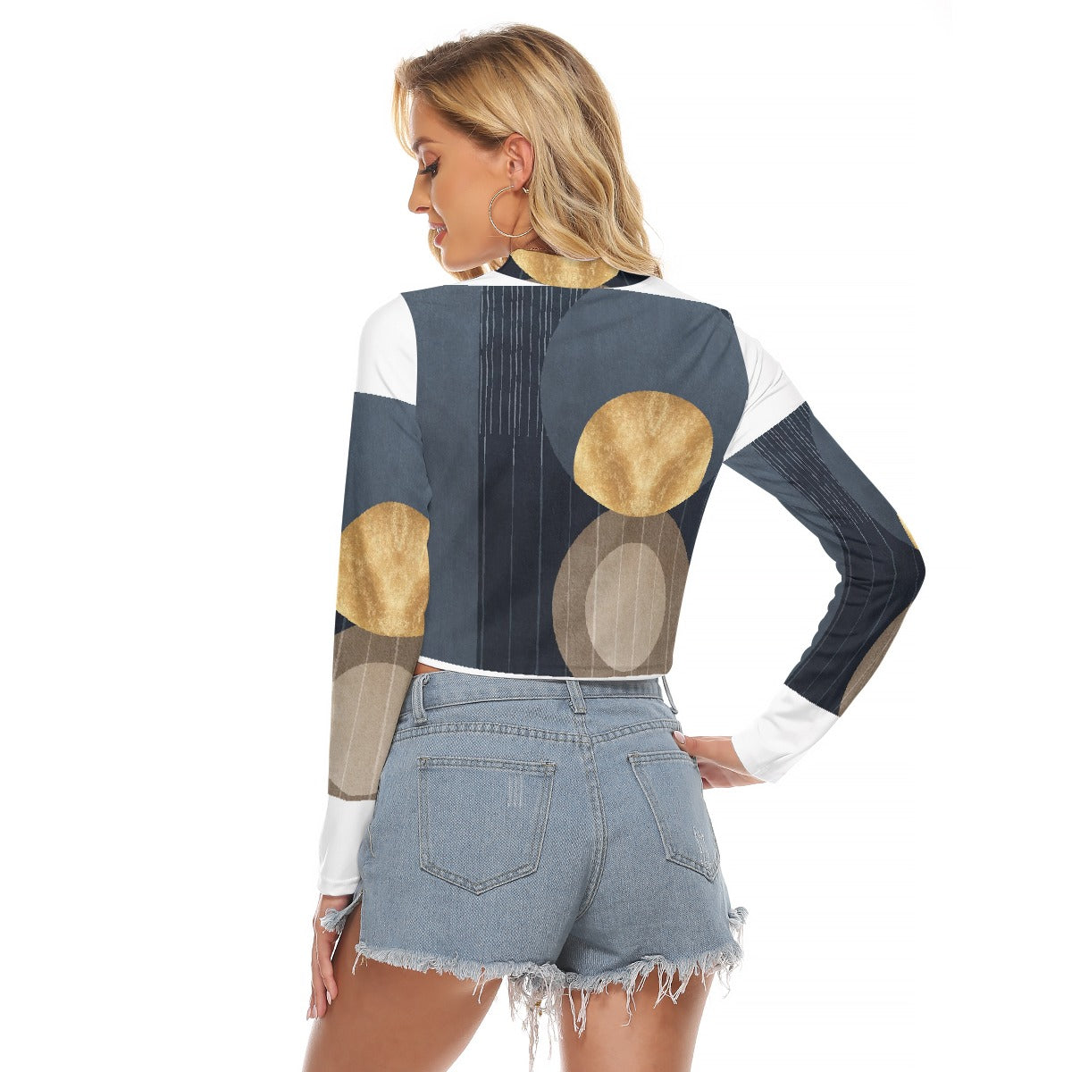 All-Over Print Women's Hollow Chest Keyhole Tight Crop Top