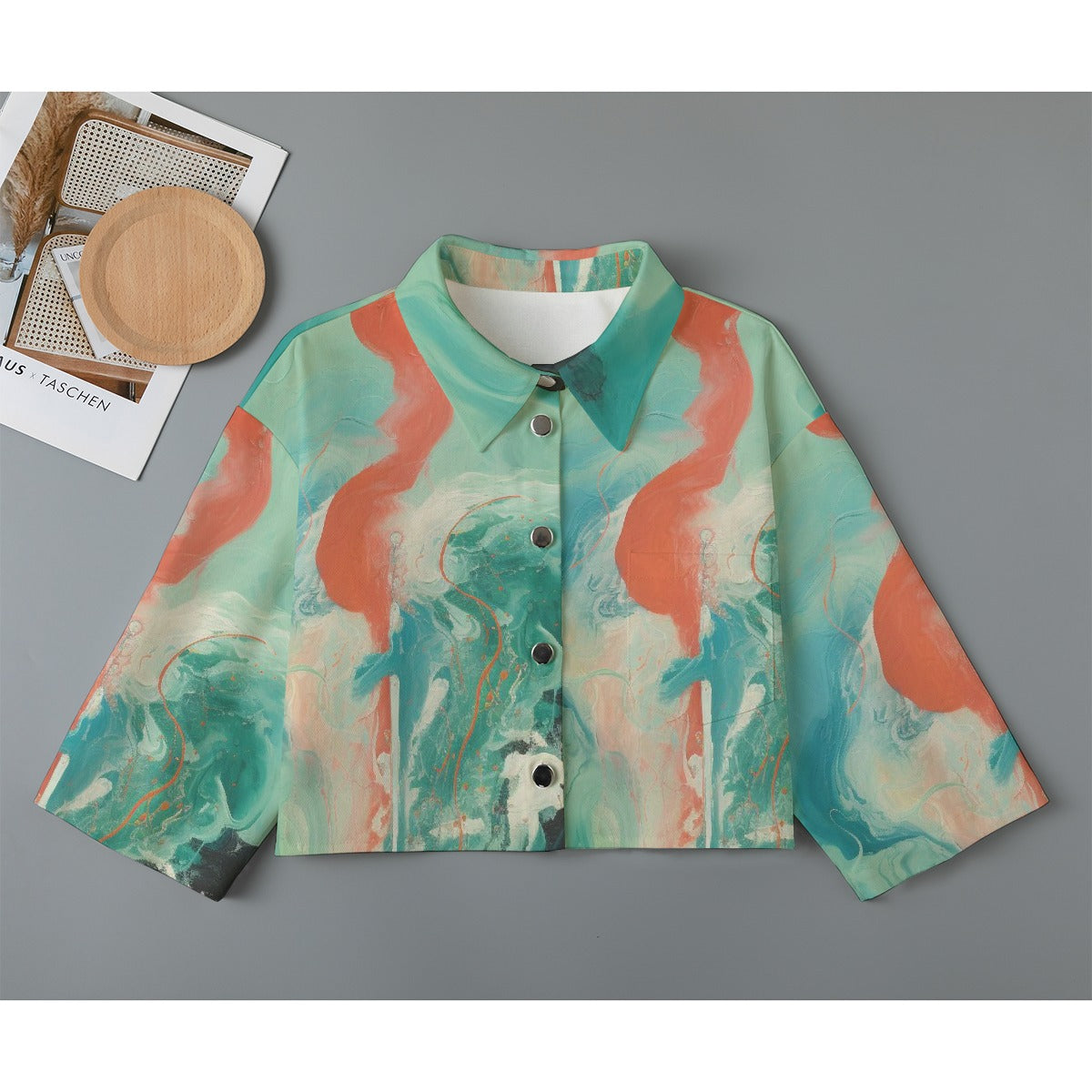 All-Over Print Women's Cropped Jacket | 245GSM Cotton