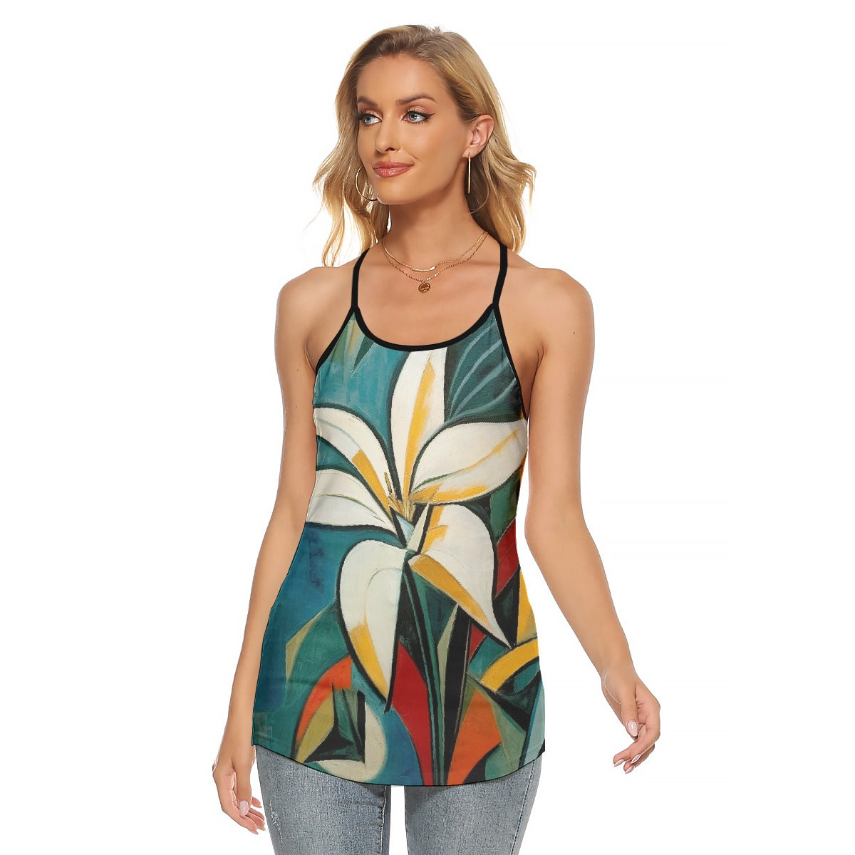 All-Over Print Women's Criss-Cross Open Back Tank Top