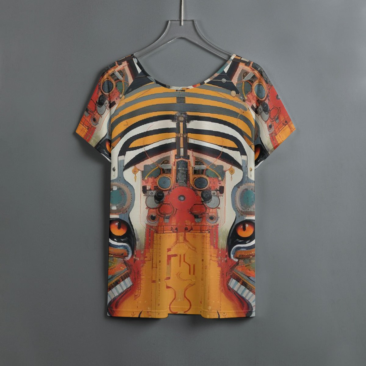 All-Over Print Women's Round Neck T-shirt With Raglan Sleeve