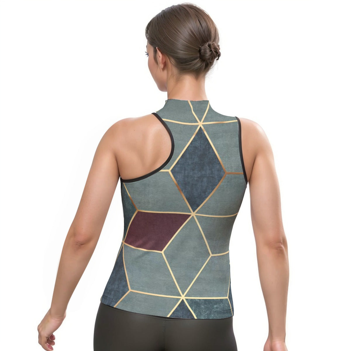 All-Over Print Women's Halter Sleeveless Asymmetrical Tank Top