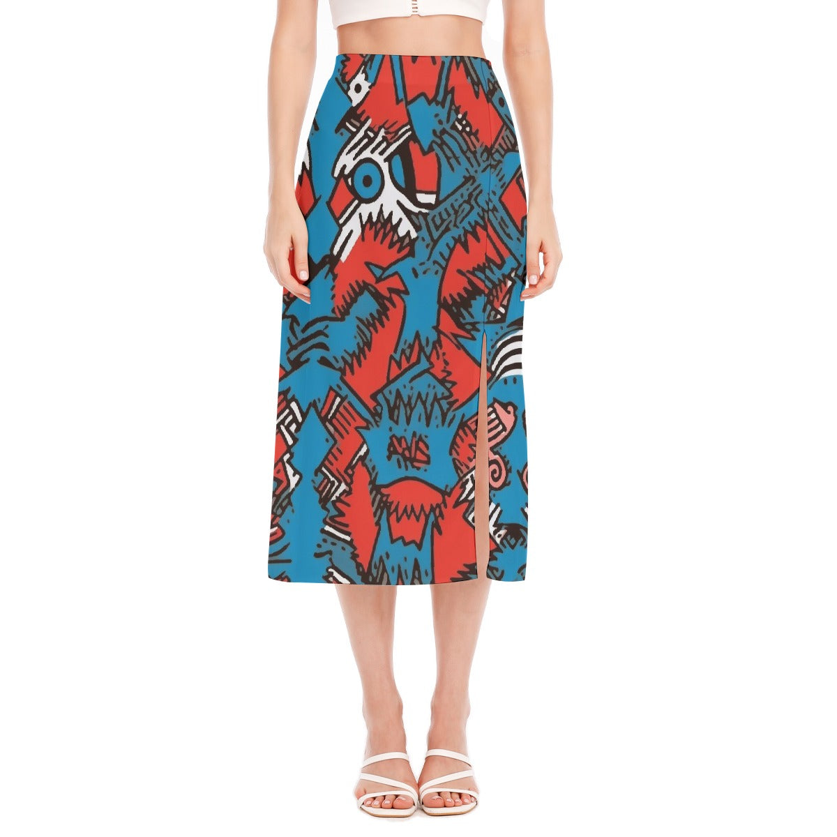 All-Over Print Women's High Slit Long Skirt