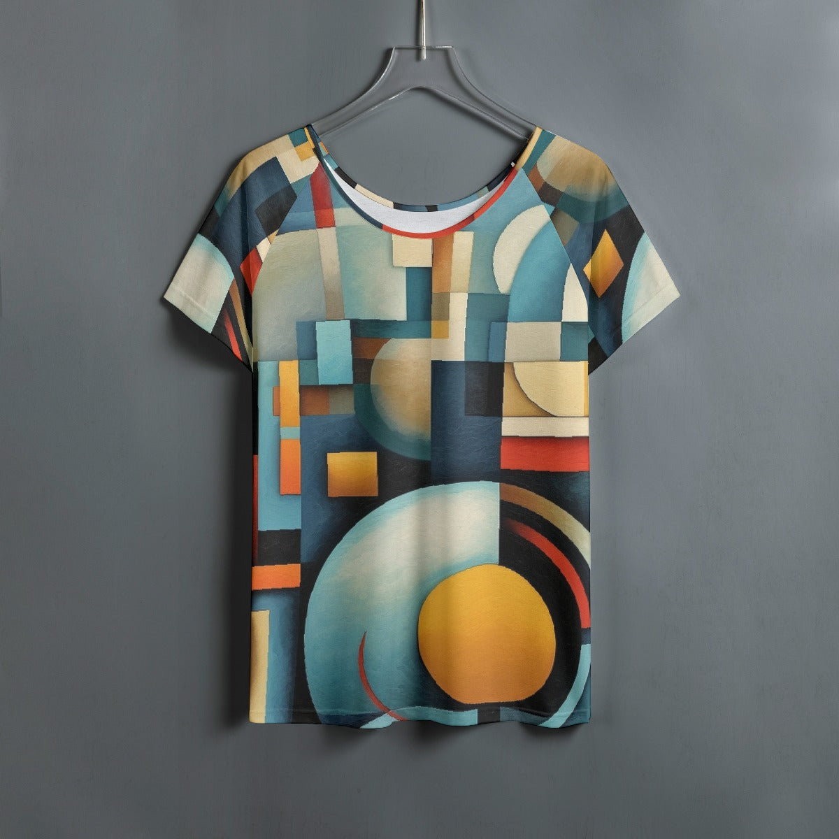 All-Over Print Women's Round Neck T-shirt With Raglan Sleeve