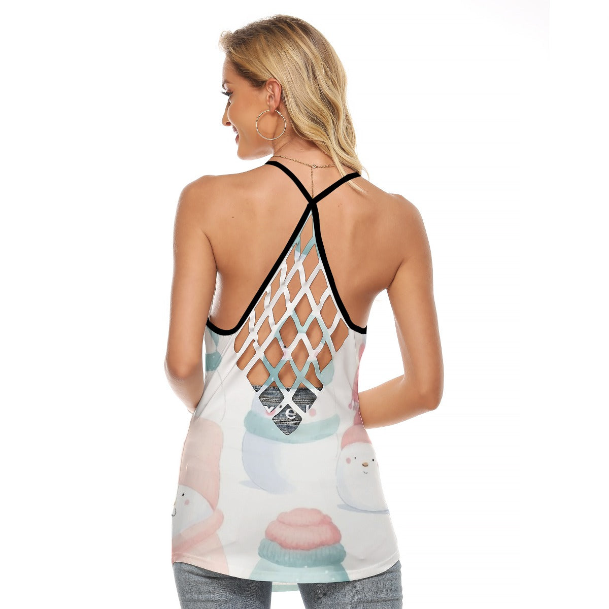 All-Over Print Women's Criss-Cross Open Back Tank Top