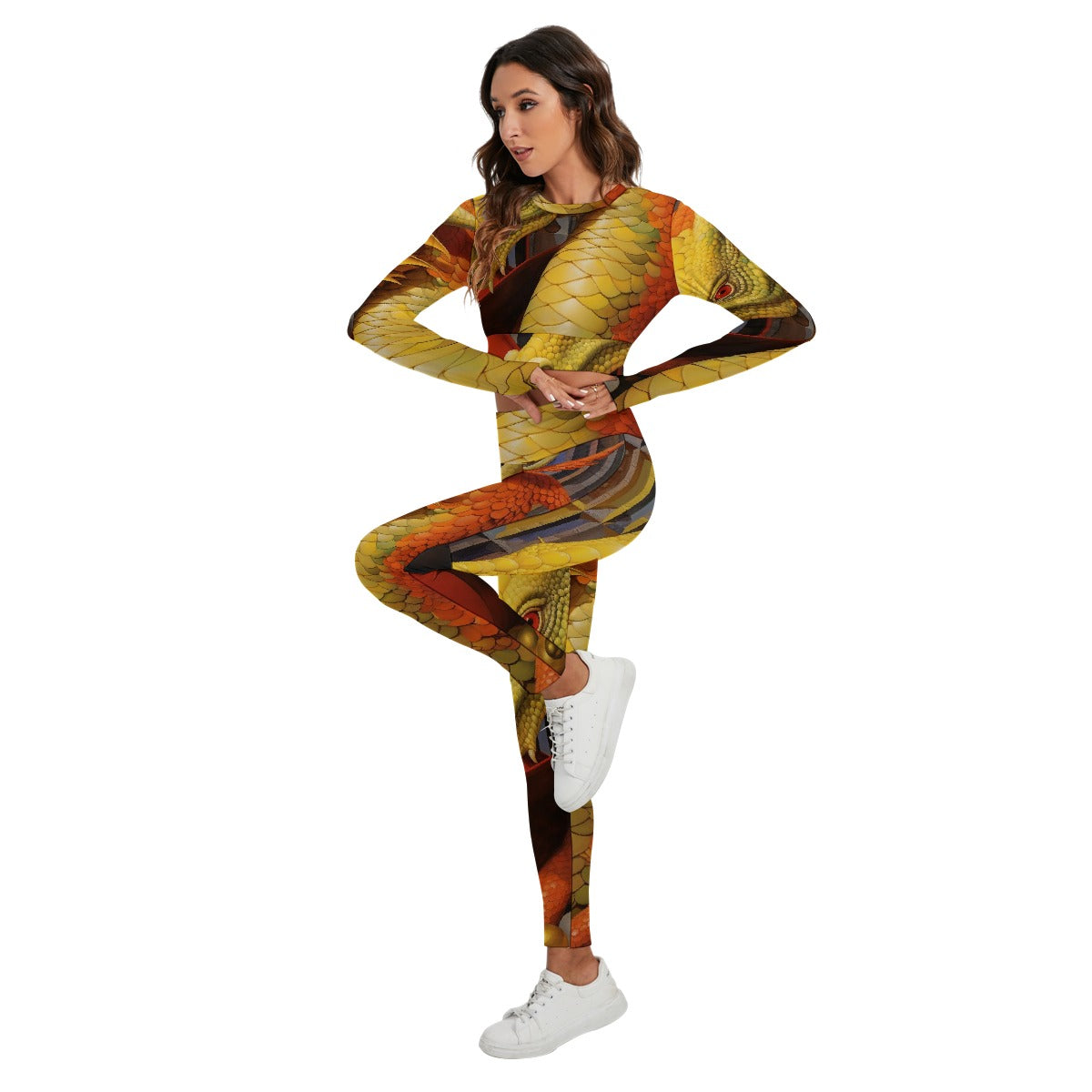 All-Over Print Women's Sport Set With Backless Top And Leggings