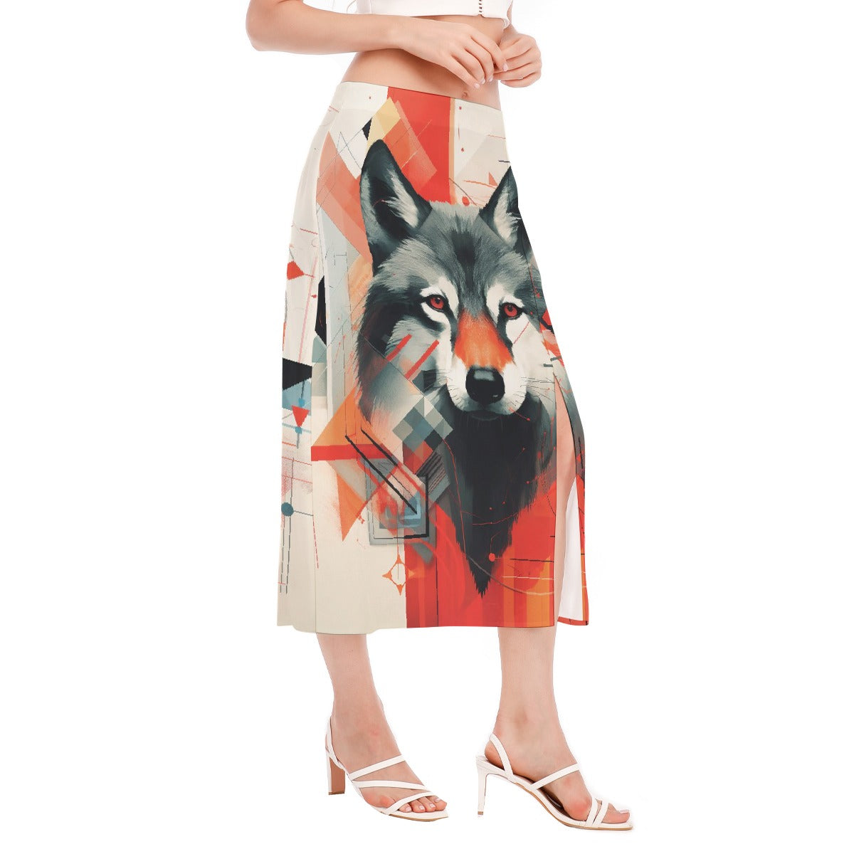 All-Over Print Women's High Slit Long Skirt