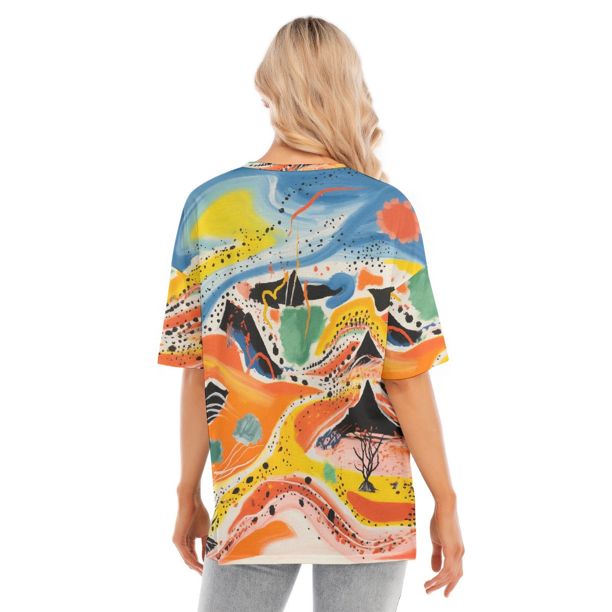 All-Over Print Women's Short Sleeves T-shirt With Hem Split