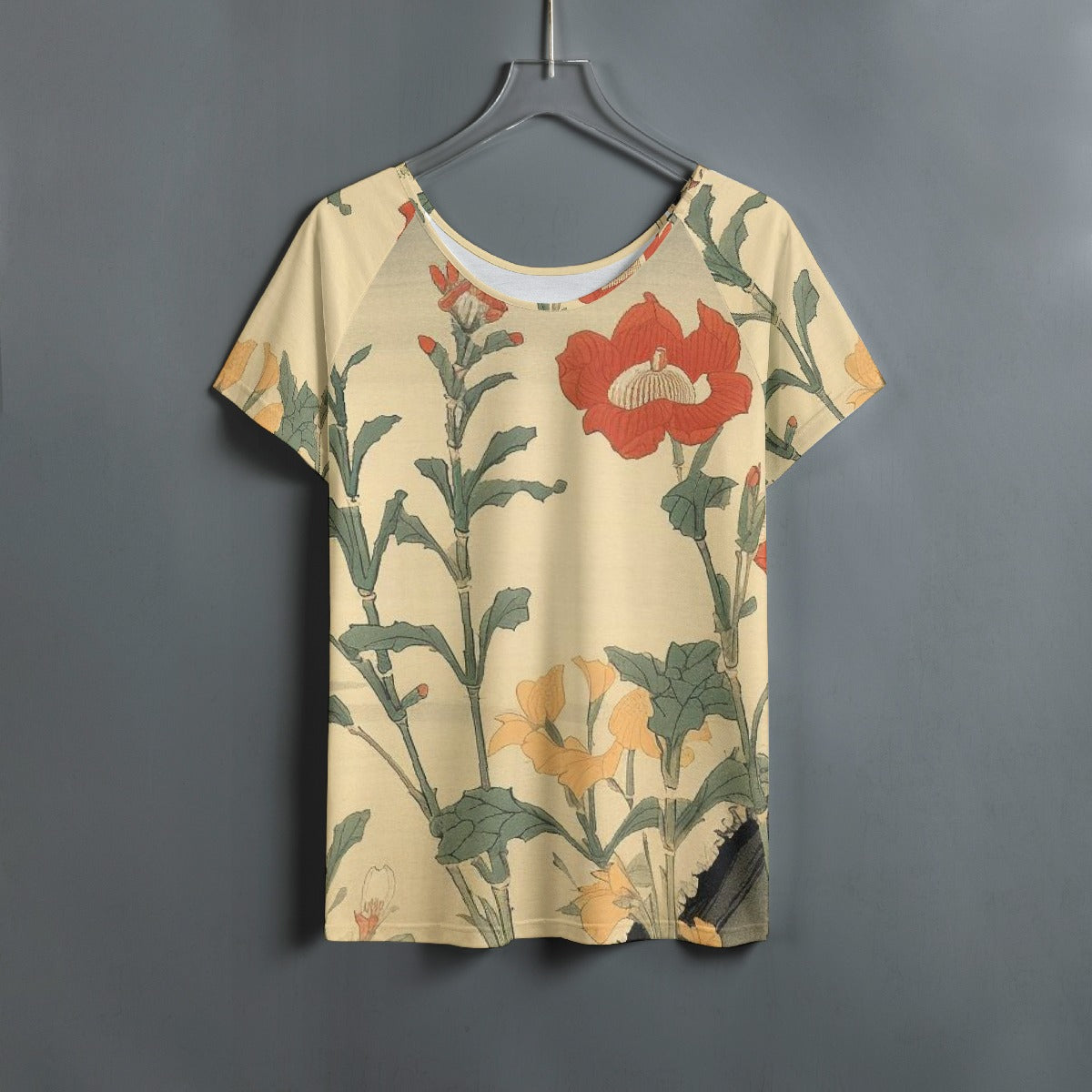 All-Over Print Women's Round Neck T-shirt With Raglan Sleeve