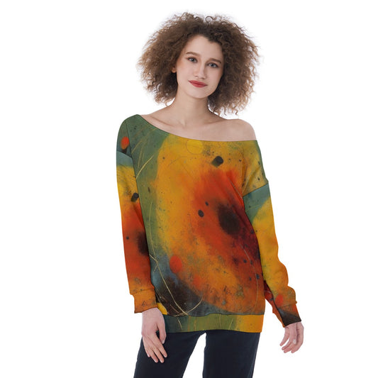 All-Over Print Oversized Women's Off-Shoulder Sweatshirt