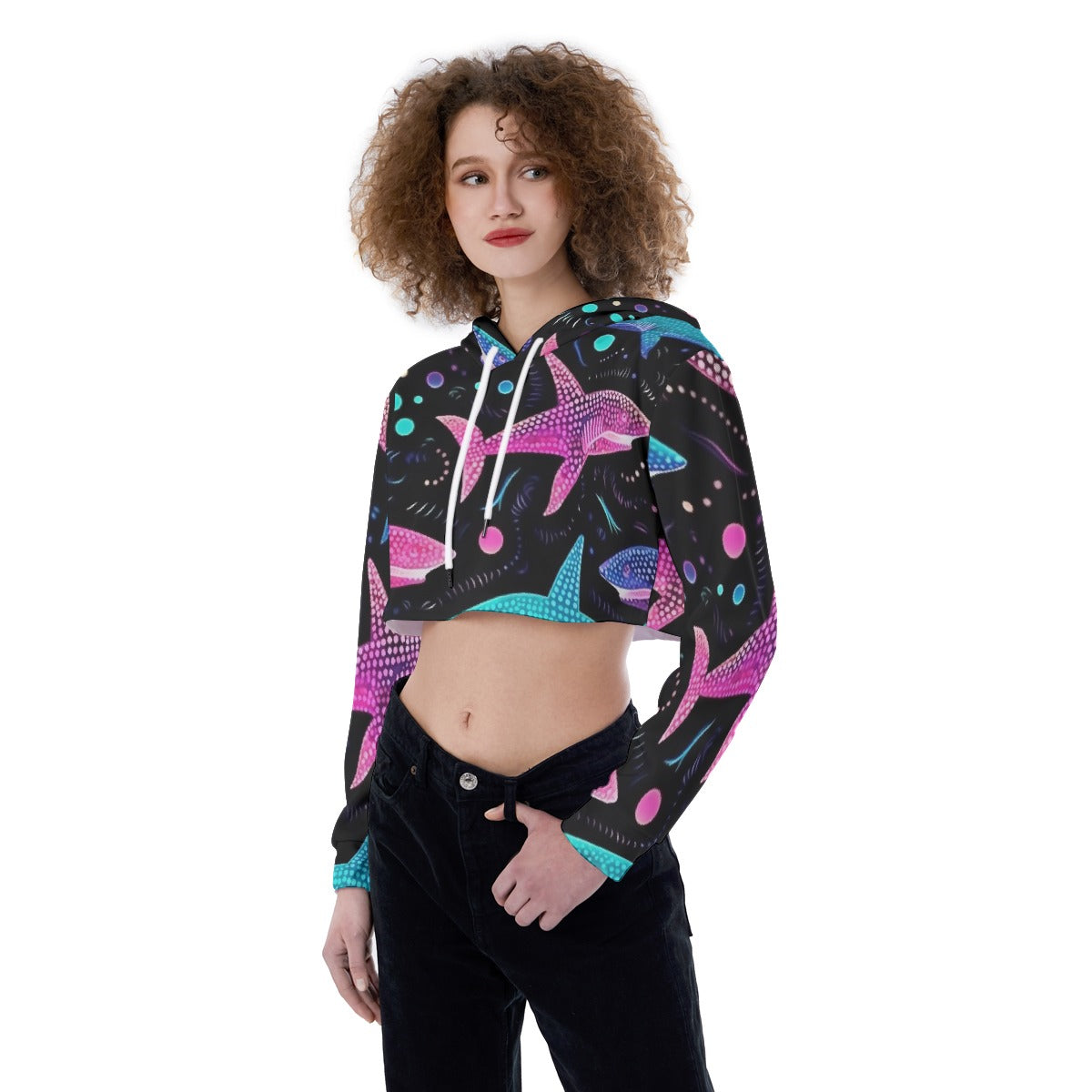 All-Over Print Women's Crop Top Hoodie