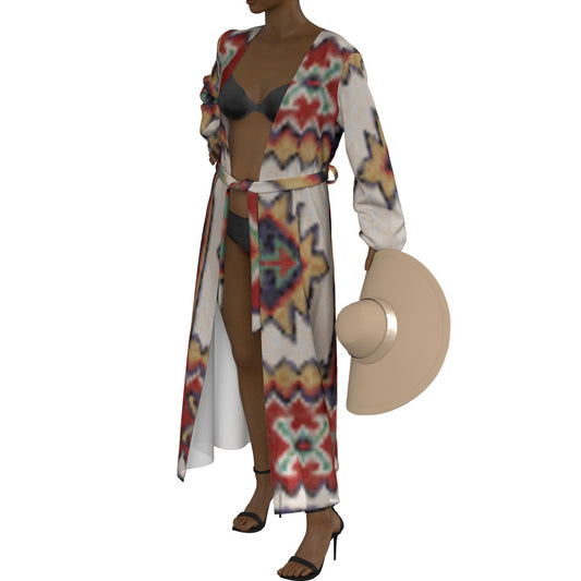 All-Over Print Women's Lace-up Chiffon Robe