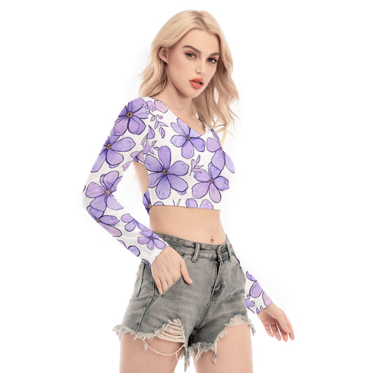 All-Over Print Women's Back Hollow T-shirt With Strap