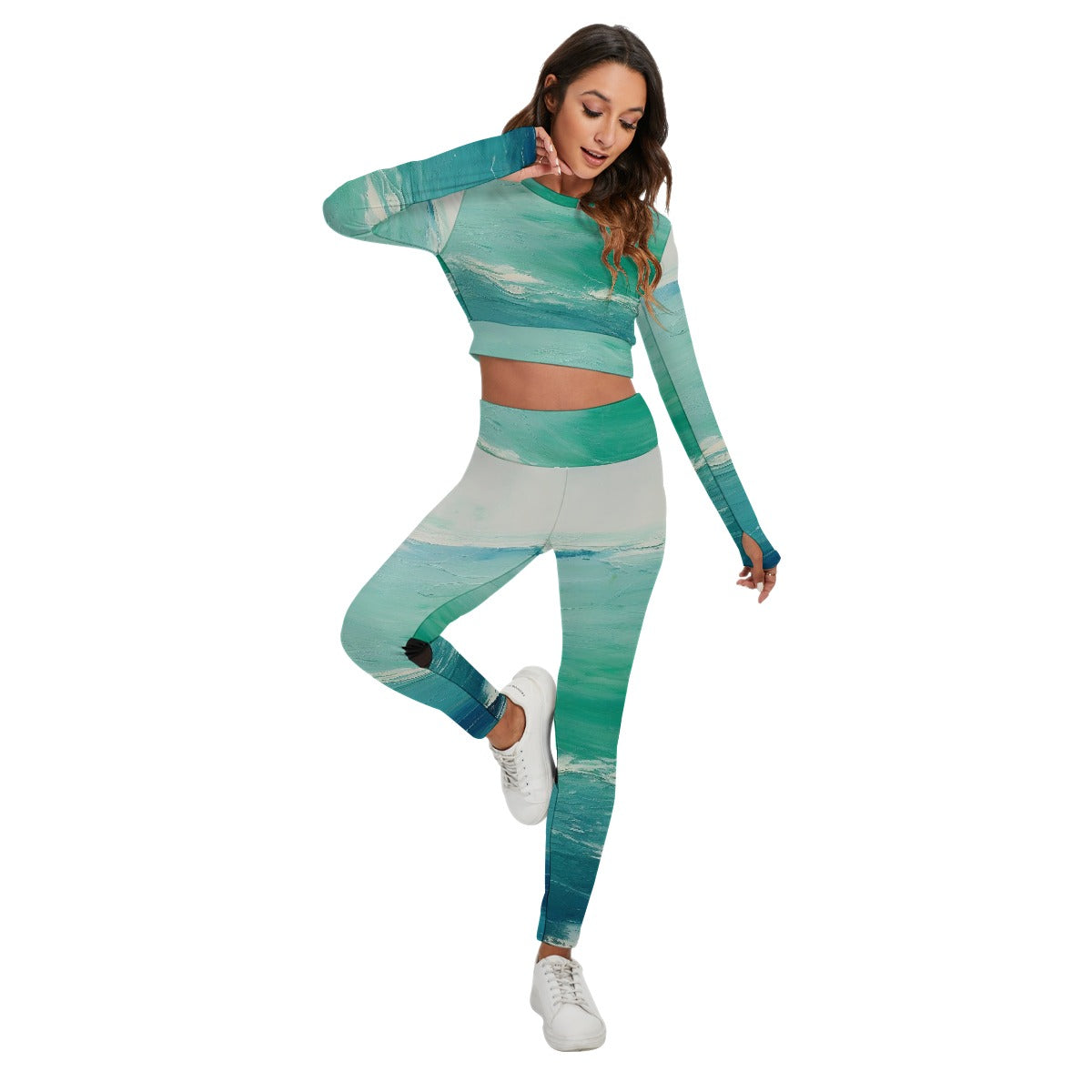 All-Over Print Women's Sport Set With Backless Top And Leggings