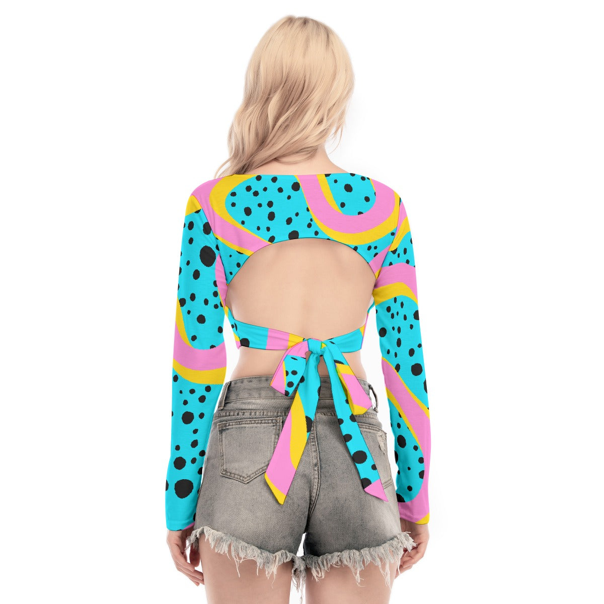 All-Over Print Women's Back Hollow T-shirt With Strap