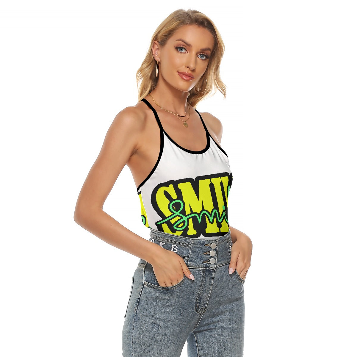 All-Over Print Women's Criss-Cross Open Back Tank Top