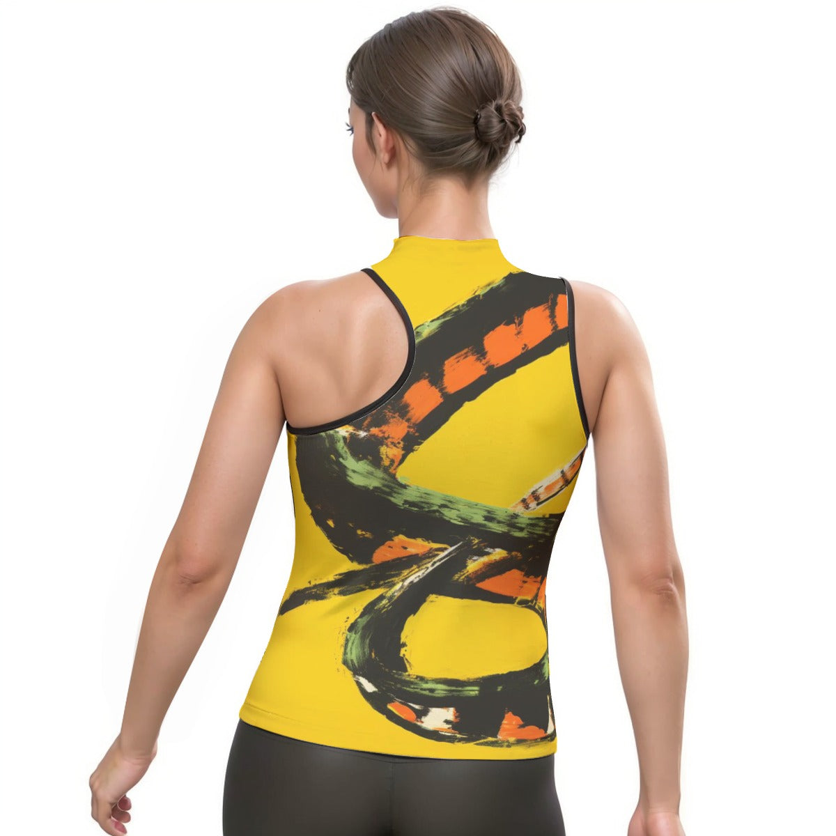All-Over Print Women's Halter Sleeveless Asymmetrical Tank Top