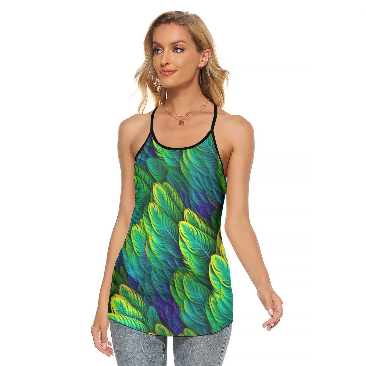 All-Over Print Women's Criss-Cross Open Back Tank Top