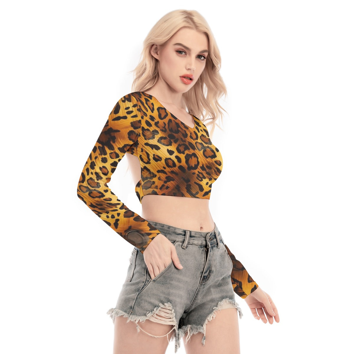 All-Over Print Women's Back Hollow T-shirt With Strap