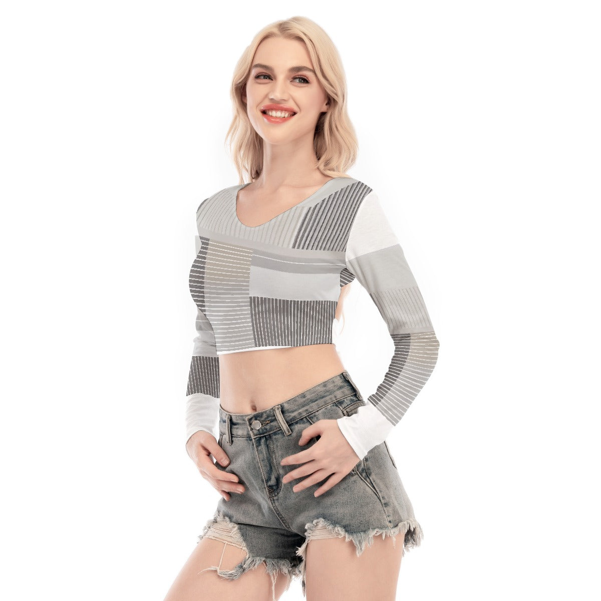 All-Over Print Women's Back Hollow T-shirt With Strap