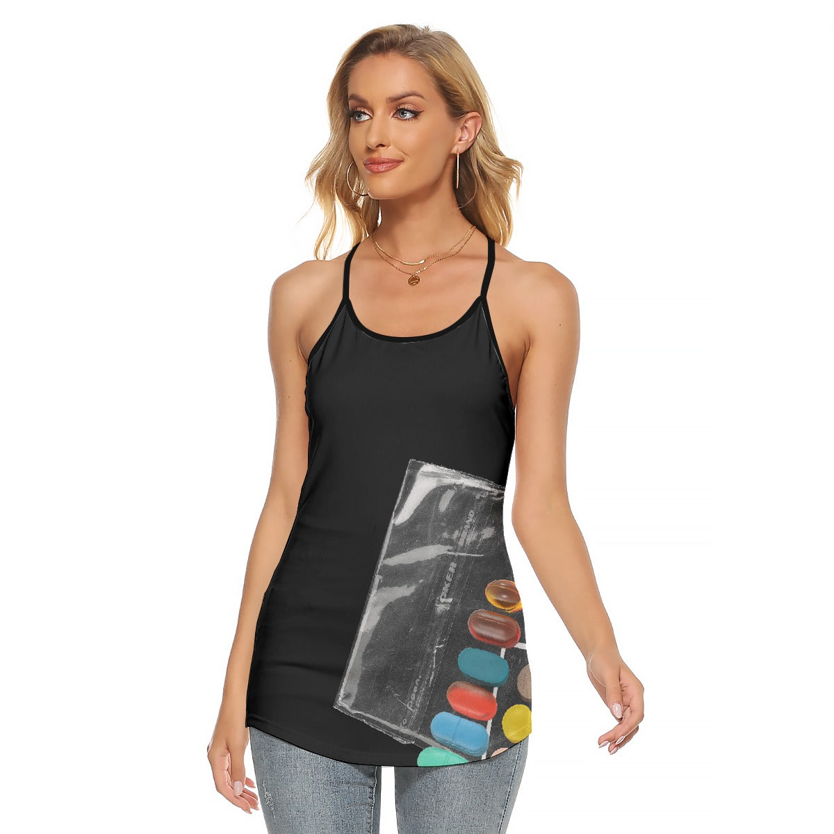 All-Over Print Women's Criss-Cross Open Back Tank Top