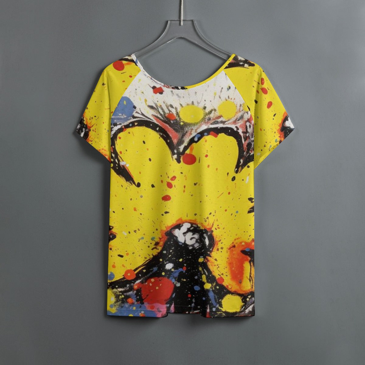 All-Over Print Women's Round Neck T-shirt With Raglan Sleeve