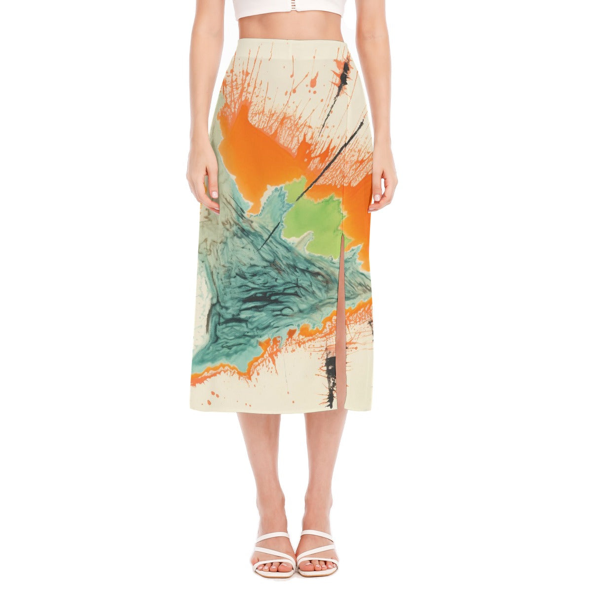 All-Over Print Women's High Slit Long Skirt
