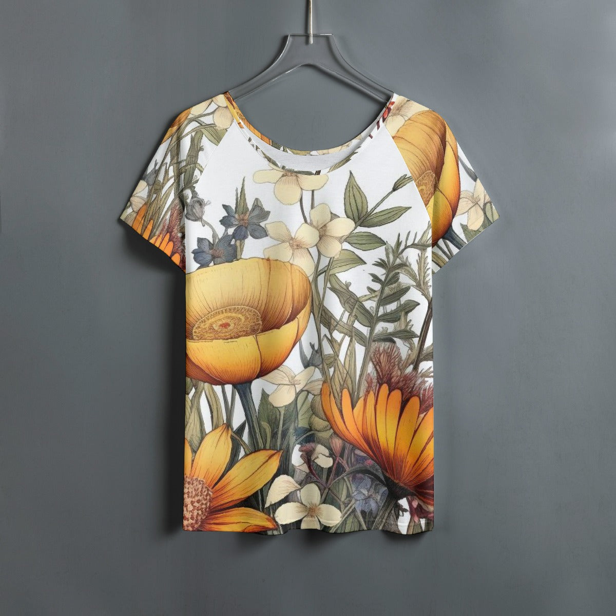 All-Over Print Women's Round Neck T-shirt With Raglan Sleeve