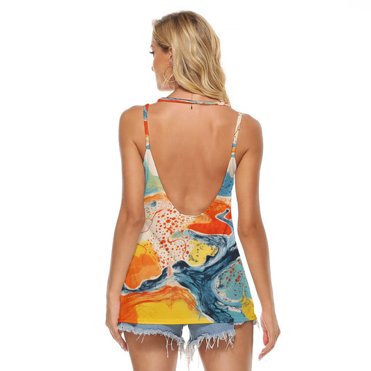 All-Over Print Women's Halter Top With Backless