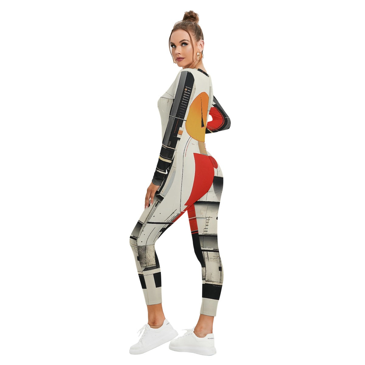 All-Over Print Women's Plunging Neck Jumpsuit