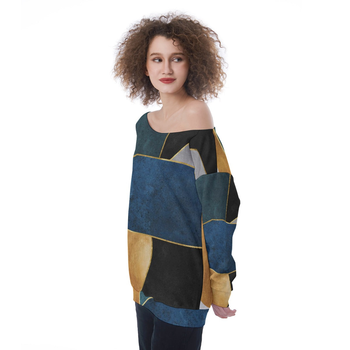 All-Over Print Oversized Women's Off-Shoulder Sweatshirt