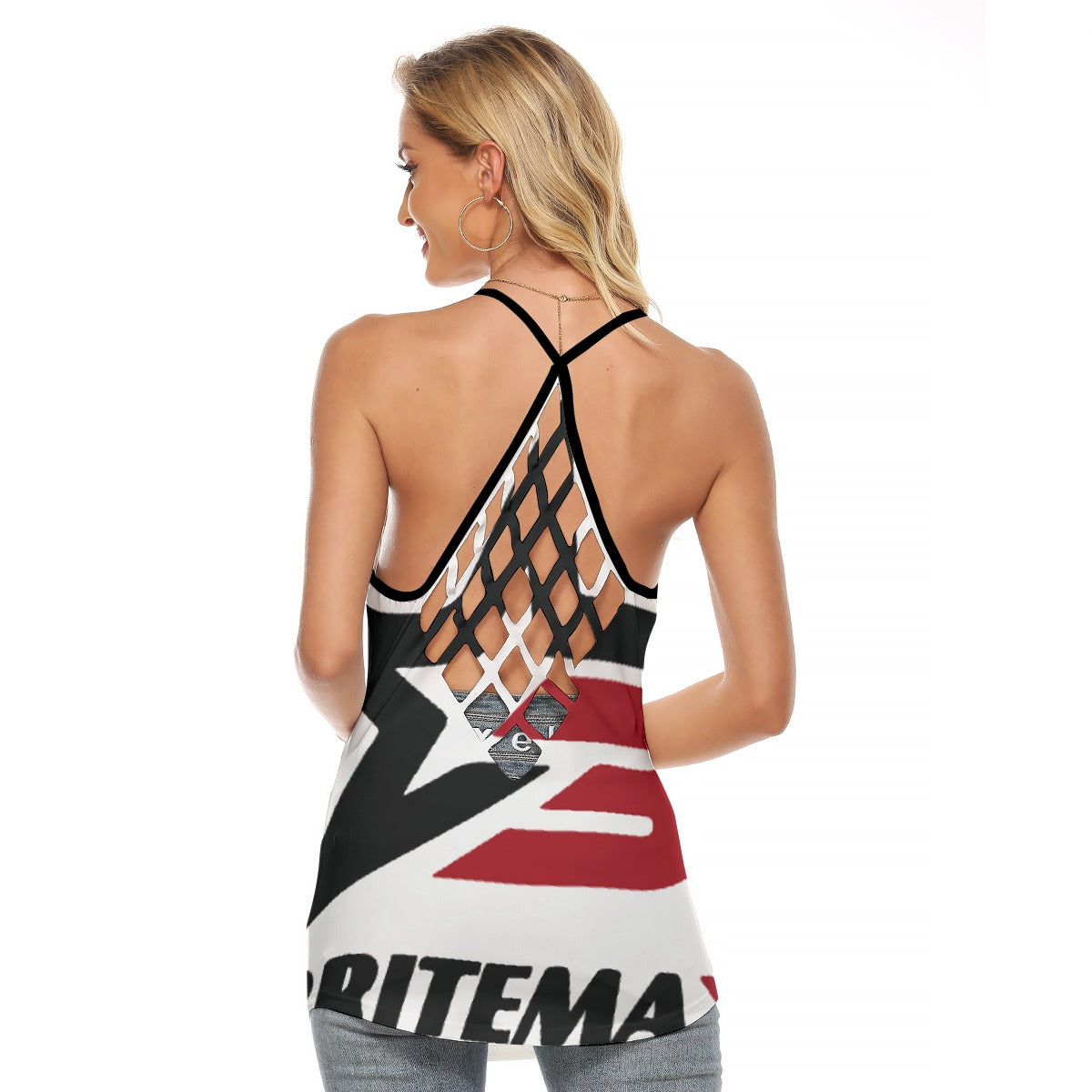 All-Over Print Women's Criss-Cross Open Back Tank Top