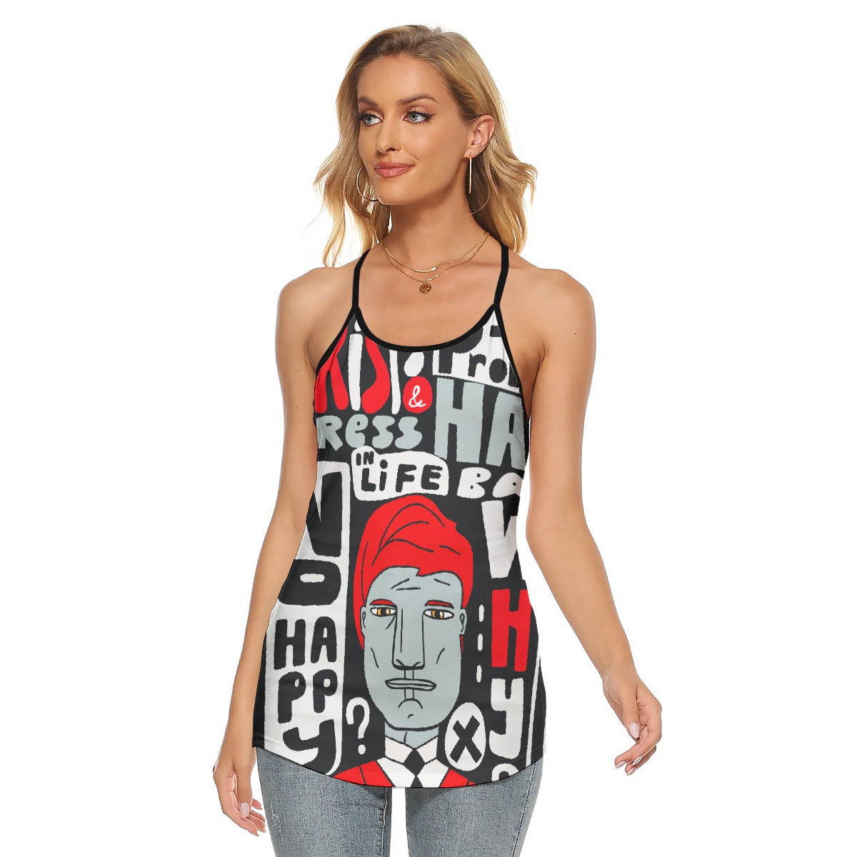 All-Over Print Women's Criss-Cross Open Back Tank Top