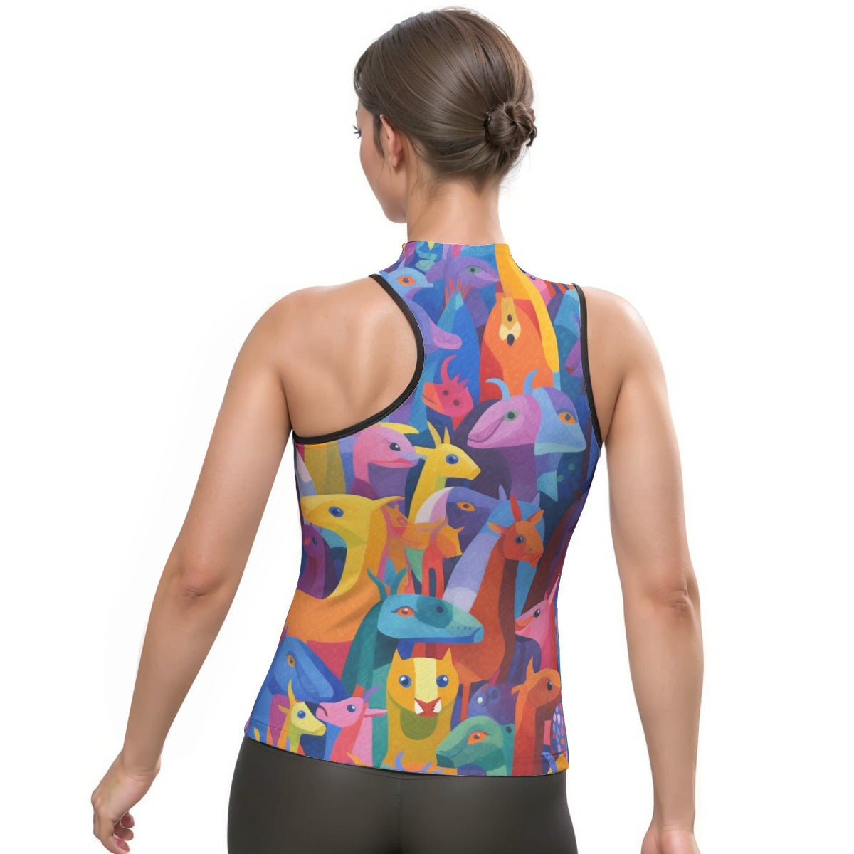 All-Over Print Women's Halter Sleeveless Asymmetrical Tank Top