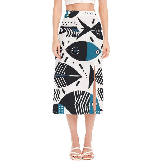 All-Over Print Women's High Slit Long Skirt