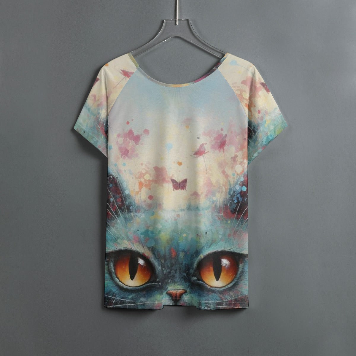 All-Over Print Women's Round Neck T-shirt With Raglan Sleeve