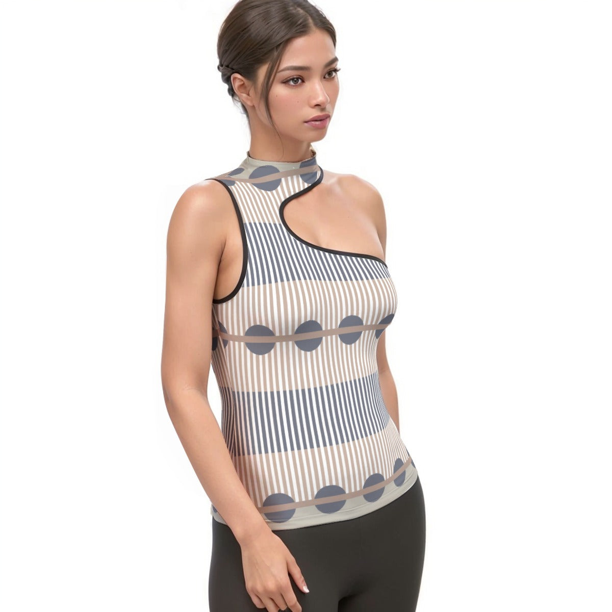 All-Over Print Women's Halter Sleeveless Asymmetrical Tank Top