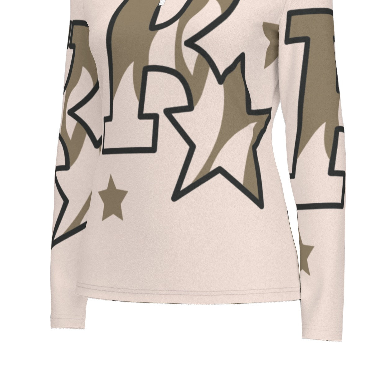 All-Over Print Women's Sports Collar Jersey With Long Sleeve
