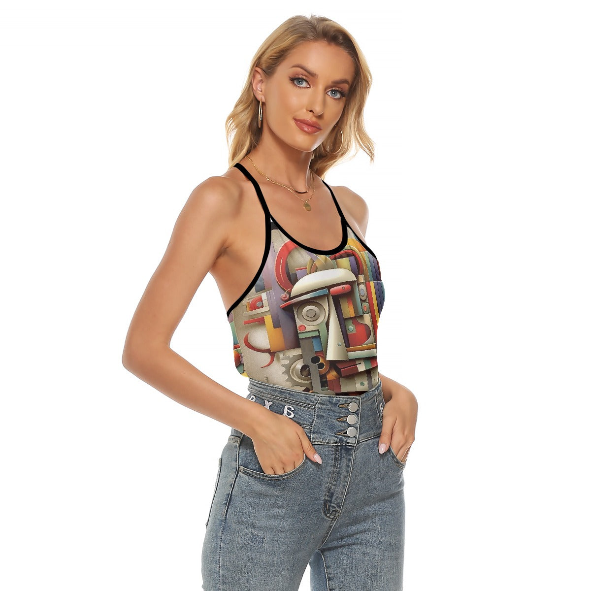 All-Over Print Women's Criss-Cross Open Back Tank Top